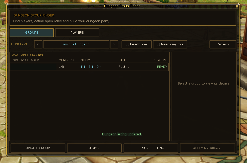 Find players and the right roles for your run.