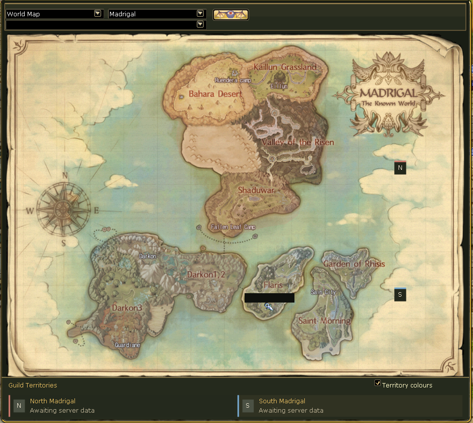 North and South Madrigal · two territories on the world map.