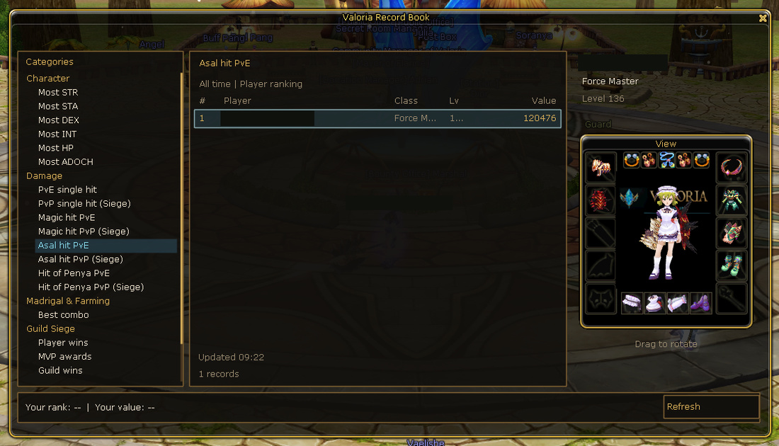 Record Book interface.
